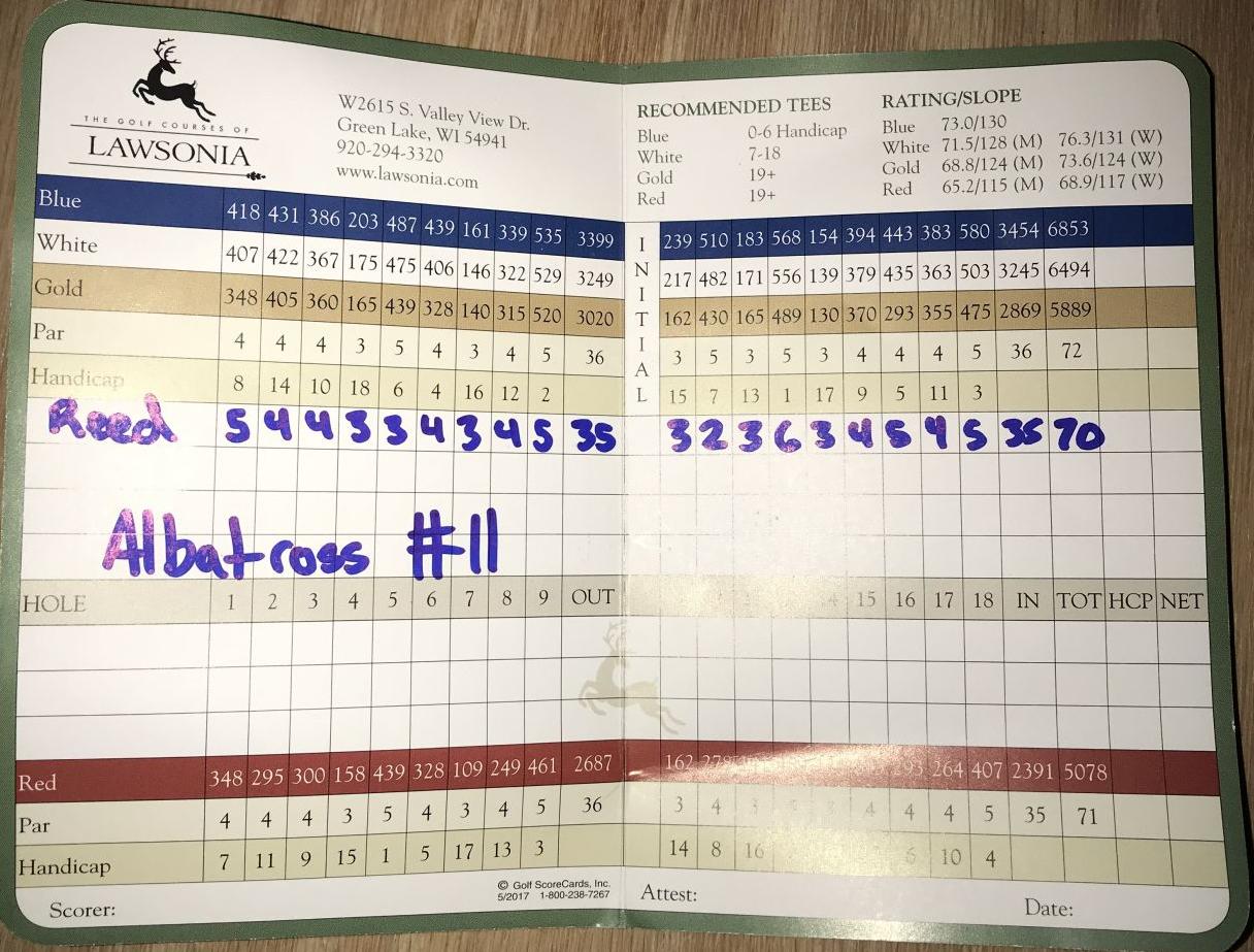 Reed Shohoney | Albatross | 2018 Lawsonia Links scorecard